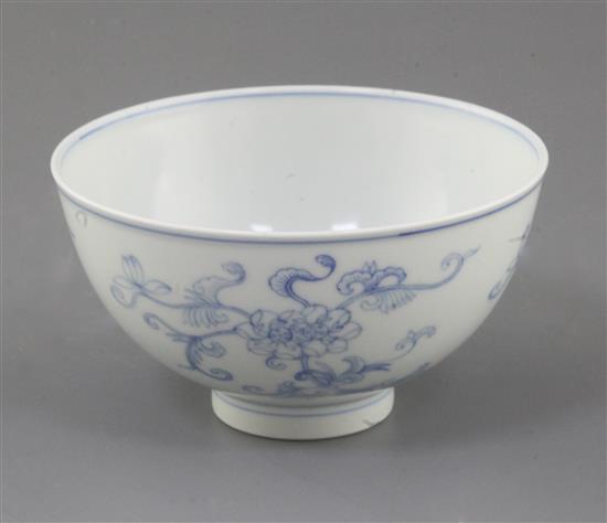 A Chinese blue and white bowl, Daoguang six character seal mark and of the period (1821-50), diameter 12.3cm